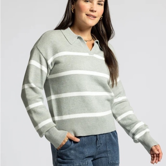 Thread & Supply Sweaters - Thread & Supply Women's Striped Lotus Sweater - Gray and White Small NWOT